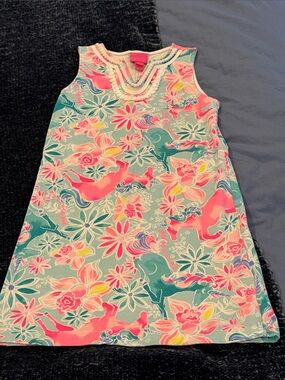 Girls Sz L 8/10 Lilly Pulitzer Floral Unicorn Sleeveless Harper dress